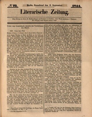 Literarische Zeitung Samstag 7. September 1844