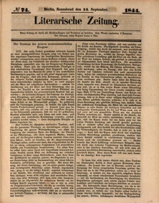 Literarische Zeitung Samstag 14. September 1844