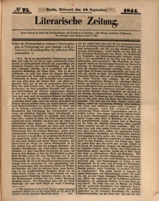 Literarische Zeitung Mittwoch 18. September 1844