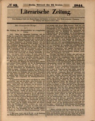 Literarische Zeitung Mittwoch 16. Oktober 1844