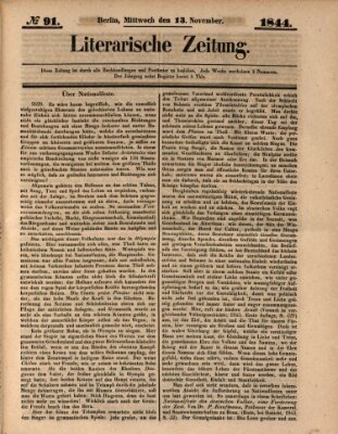 Literarische Zeitung Mittwoch 13. November 1844