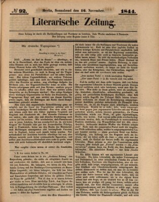 Literarische Zeitung Samstag 16. November 1844