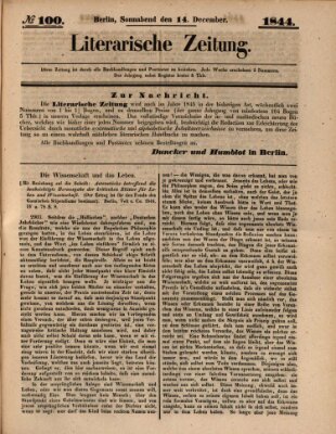 Literarische Zeitung Samstag 14. Dezember 1844