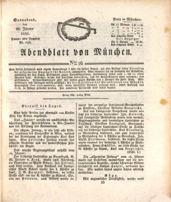 Abendblatt von München Samstag 16. Januar 1830