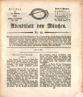 Abendblatt von München Dienstag 16. Februar 1830