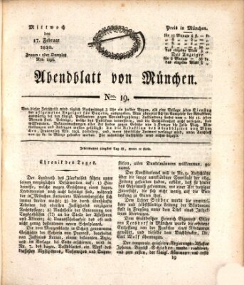 Abendblatt von München Mittwoch 17. Februar 1830