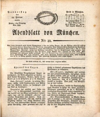 Abendblatt von München Donnerstag 18. Februar 1830