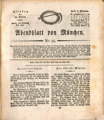 Abendblatt von München Dienstag 23. Februar 1830