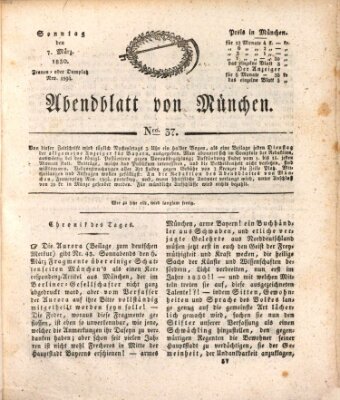 Abendblatt von München Sonntag 7. März 1830