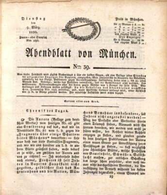 Abendblatt von München Dienstag 9. März 1830