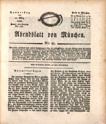 Abendblatt von München Donnerstag 11. März 1830