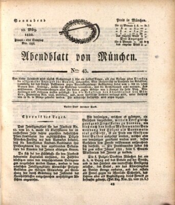 Abendblatt von München Samstag 13. März 1830