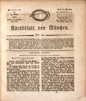 Abendblatt von München Mittwoch 24. März 1830