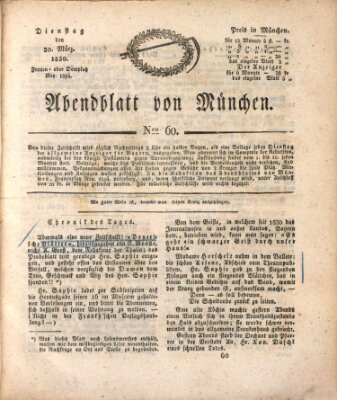 Abendblatt von München Dienstag 30. März 1830