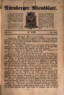 Nürnberger Abendblatt Montag 1. Juli 1844