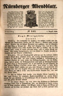 Nürnberger Abendblatt Donnerstag 1. August 1844