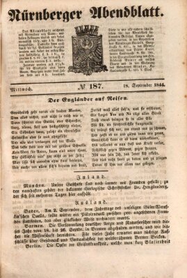 Nürnberger Abendblatt Mittwoch 18. September 1844