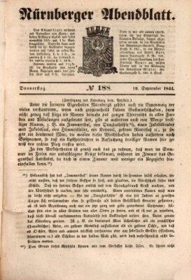 Nürnberger Abendblatt Donnerstag 19. September 1844