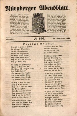 Nürnberger Abendblatt Samstag 28. September 1844