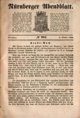 Nürnberger Abendblatt Dienstag 8. Oktober 1844