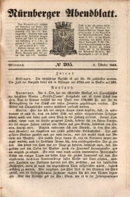 Nürnberger Abendblatt Mittwoch 9. Oktober 1844