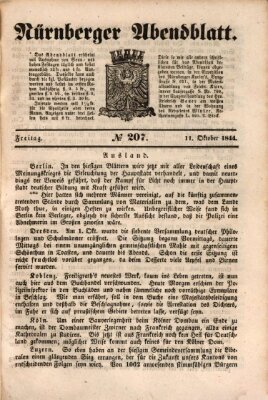 Nürnberger Abendblatt Freitag 11. Oktober 1844