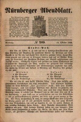 Nürnberger Abendblatt Montag 14. Oktober 1844