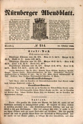 Nürnberger Abendblatt Samstag 19. Oktober 1844