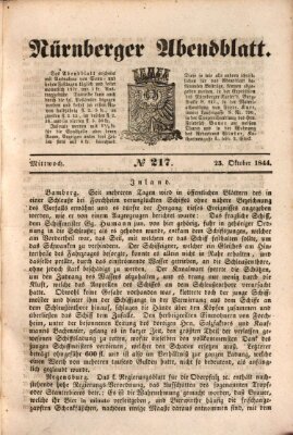 Nürnberger Abendblatt Mittwoch 23. Oktober 1844