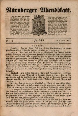 Nürnberger Abendblatt Freitag 25. Oktober 1844