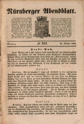 Nürnberger Abendblatt Montag 28. Oktober 1844