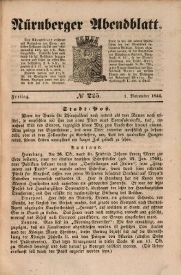 Nürnberger Abendblatt Freitag 1. November 1844