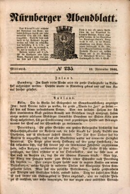 Nürnberger Abendblatt Mittwoch 13. November 1844