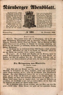 Nürnberger Abendblatt Donnerstag 14. November 1844