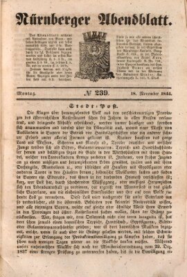 Nürnberger Abendblatt Montag 18. November 1844