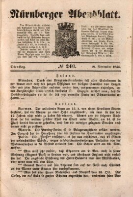 Nürnberger Abendblatt Montag 18. November 1844