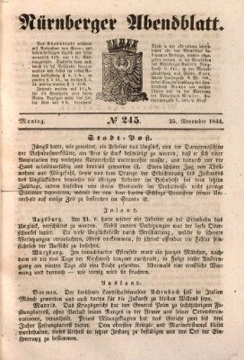 Nürnberger Abendblatt Montag 25. November 1844