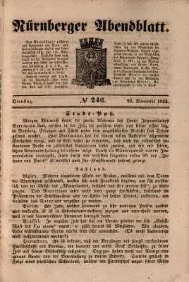 Nürnberger Abendblatt Dienstag 26. November 1844