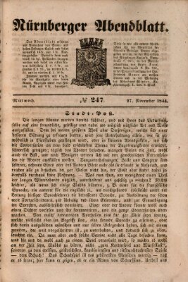 Nürnberger Abendblatt Mittwoch 27. November 1844