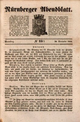 Nürnberger Abendblatt Samstag 30. November 1844