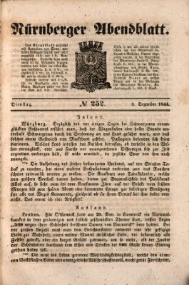 Nürnberger Abendblatt Dienstag 3. Dezember 1844