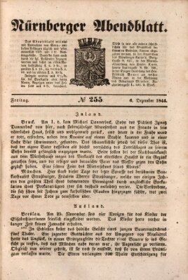 Nürnberger Abendblatt Freitag 6. Dezember 1844