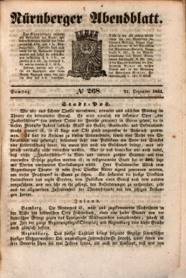 Nürnberger Abendblatt Samstag 21. Dezember 1844