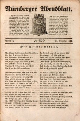 Nürnberger Abendblatt Dienstag 24. Dezember 1844