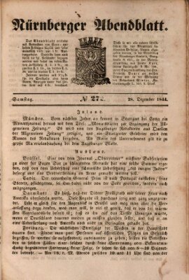 Nürnberger Abendblatt Samstag 28. Dezember 1844