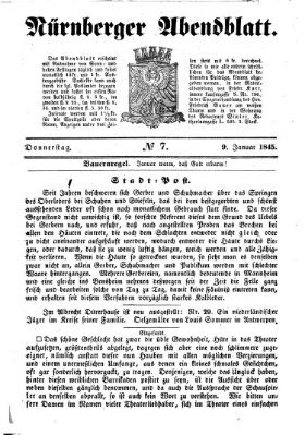 Nürnberger Abendblatt Donnerstag 9. Januar 1845