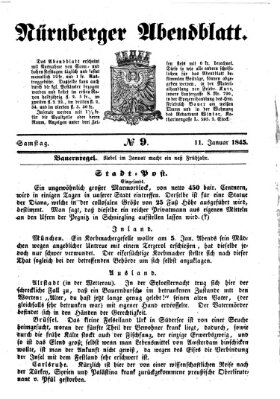 Nürnberger Abendblatt Samstag 11. Januar 1845