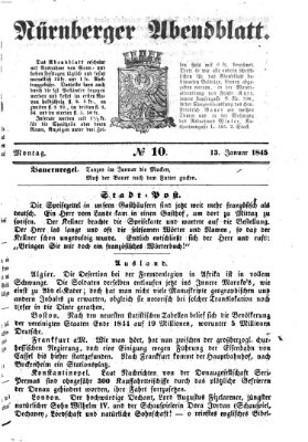 Nürnberger Abendblatt Montag 13. Januar 1845