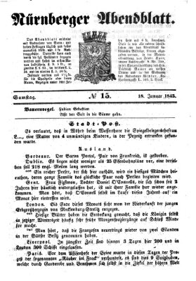 Nürnberger Abendblatt Samstag 18. Januar 1845