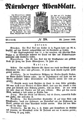 Nürnberger Abendblatt Mittwoch 22. Januar 1845